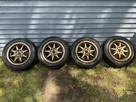 1818839490 1st-racing 16 Inch Gold Bronze Powder Coated Rims With New 205/60r16 All Season Tires Set