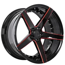 Acw002-2 Ac Wheels 20 Inch Staggered Ac02 Gloss Black Red Milled Rims And Tires Package With Tpms