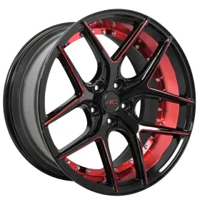 Acw022-2 Ac Wheels 20 Inch Staggered Divino Gloss Black With Red Milled And Inner Rims A20