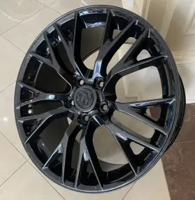 W591-gb Aftermarket Products Set Of Four 18x8.5 / 19x10 Wheels For Chevy Corvette Gloss Black Z06 Rims C6 C7
