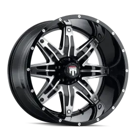 At185-22250bm-44 American Truxx 22x12 At185 Lonestar 5x150 -44 Gloss Black Machined Wheels Rims S