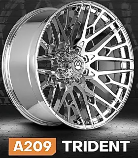 A209-241061397 Artem Off Road 0c 24 X10 Inch Chrome Trident Wheels Fits Gmc Sierra Denali 6x5.5