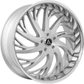 A202-2210-45-35sms Artis 22 Inch Decatur Wheel 22x10 5x112 35 Silver Brushed Center Ss Lip Rim