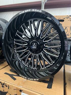 Axe K1002 4 New 24x12 Offroad Wheels Kratos 6x135-139.7 Gloss Blk Milled -44et 106.3cb