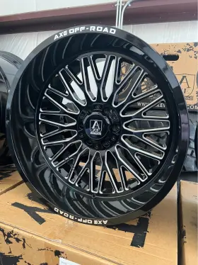 106.3cb Axe K1002 4 New 24x12 Offroad Wheels Kratos 6x135-139.7 Gloss Blk Milled -44et