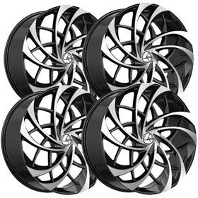 Azara Aza-54020853235bm Set Of 4 Aza-540 20x8.5 5x108/5x4.5 Inch 35mm Black/machined Wheels Rims
