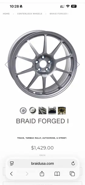 320039 Braid Motorsport Forged I Center Lock Wheels