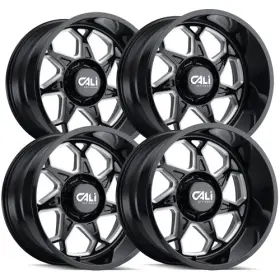 9111-2283bm Cali Off-road Set-4 9111 Sevenfold 20x12 6x5.5 Inch -51mm Black/milled Wheels Rims