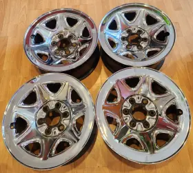 20942020 Chevy Set Of 4 17 Inch Silverado Gmc Oem Chrome Skin Steel Rims 17x8 2014-2019