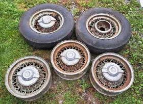 1533283 Dodge Set Of 5 1953-1956 Plymouth Chrysler Wire Spoke Wheels Spinners Cap 4