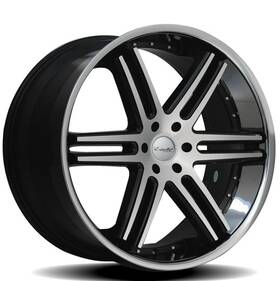 Estrella Ari24950z515dbmbm0 Luxury Aries 24x9.5 5x139.7 Gloss Black Machine Rims Wheel