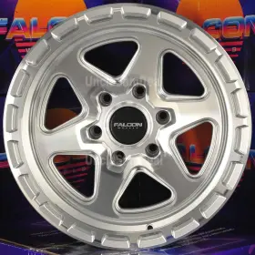 Tc2-7983-12-slf Falcon Off-road 17x9 6x139.7 6x5.5 -12 Offset Tc2 Machine Silver 6 Spokes Truck 4 Wheels