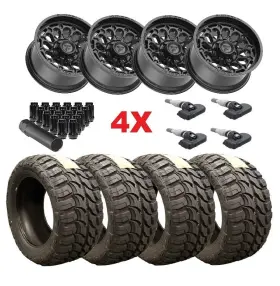 Fa22-20108165n19b Fittipaldi Off Road 20x10 Gloss Black Wheel Tire Package 33 12.50 20 Mud Terrain Set