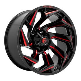 Fuel D75520902650 Reaction D755 20x9 5x114.3/5x127 Et1 Gloss Black Milled/red Tint Qty Of 4