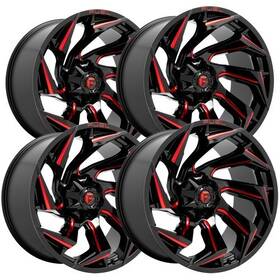 Fuel D75520907050 Set-4 D755 Reaction 20x9 5x5.5 Inch /5x150 1mm Black/red Wheels Rims 20