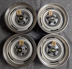 9591786 Gm 4 Chevy Sivlerado 1500 C15 Factory Oem Steel Wheels 15x7 Rims Trim Rings 1616