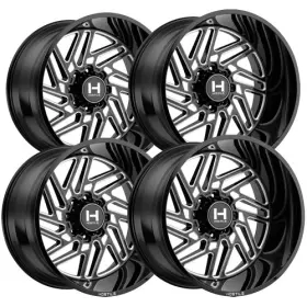 H116-2414655043b Hostile Set-4 H116 Jigsaw 24x14 6x5.5 Inch -83mm Black/milled Wheels Rims 24