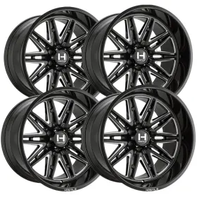 H126-2012513947b Hostile Set-4 H126 Maniac 20x12 5x5.5 Inch -44mm Black/milled Wheels Rims 20