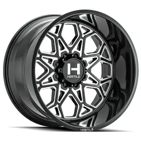 H132-2212817047b Hostile 22x12 H132 Anvil Blade Cut Black Milled Wheels 8x170 -44mm Set Of 4
