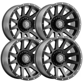 2020108947sb Icon Alloys Set Of 4 Compression 20x10 8x180 -19mm Satin Black Wheels Rims