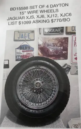 Bd-15588 Jaguar Set Of 4 15 Inch Wire Wheels Bd15588 Xjs Xj6 Xj12 Xjc6