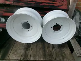 66-5755 Jegs 15x7 White Steel Wheels Ford Chevy 5.5 Bolt Patern New Rat Rod