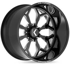Kg1 Kf008241486gm 4x New 24x14 Knox Forged Kf008 Gloss Black Milled Wheels 8x6.5 Ram Chevyy