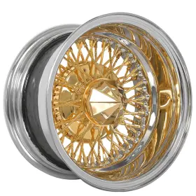 Ww068-1 La Wire 13x7 Inch Wheels Rev 72-spoke Cross Lace Chrome With Gold Center Rims W23 Ww068-1 La Wire 13x7 Inch Wheels Rev 72-spoke Cross Lace Chrome With Gold Center Rims W23