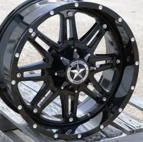 81509642a Lonestar 20 Inch Gloss Black Outlaw Wheels 20x9 6x139.7 13 Fit Chevy Gmc Dodge Ram
