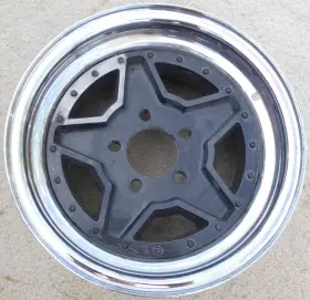 22essgg Marca Nl428 11415 Vintage 14 Inch X 7 Chrome / Black Unilug Star Mag Wheel. 5 Lug 4.5 And 4.75
