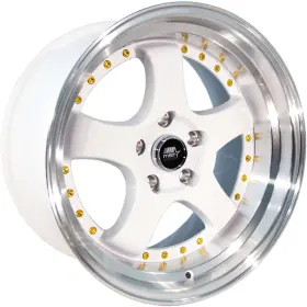 07-7965-20-wtgl Mst Mt07 17x9.0 5x114.3 20 Et 73.1 Cb White With Machined Lip Gold Rivets Wheel