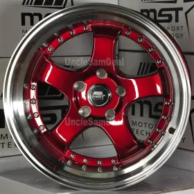 07-88565-20-redl Mst Wheels 18x8.5 5x114.3 20 Mt07 Gloss Red 5 Spokes Machine Lip With Rivet Set 4