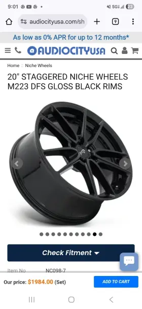 M22320909018 Niche Home Wheels20 Inch Staggered Wheels M223 Dfs Gloss Black