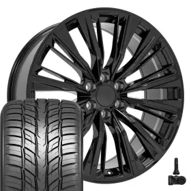 9515810 Oe Wheels 4882 Black 24x10 295/35r24 Tires And Tpms Set Fit Chevy Gmc Cadillac