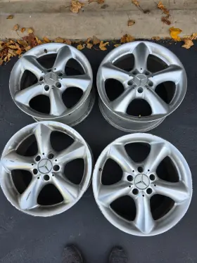 25.03.05 Oem 2003-2006 Mercedes Benz Clk320 Silver Aluminum Rims. Total 4 Pre Owned