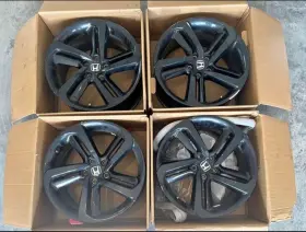652195blkmf45 R4l Honda Accord Sedan Sport Wheels 19 Inch Black Wrapped Machined Rims W Hubcaps
