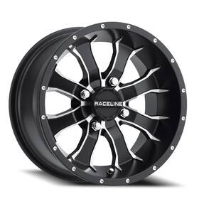 Raceline Wheels A7747011-52 Mamba Utv A77 14x7 4x110 10mm Satin Black/machined