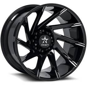 Rbp 77r-2214-82-76mb Set Of 4 - 22x14 77r Spike Gloss Black Milled 6x139.7 -76mm 78.1mm