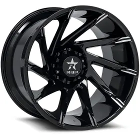 77r-2214-82-76mb Rbp Set Of 4 - 22x14 77r Spike Gloss Black Milled 6x139.7 -76mm 78.1mm
