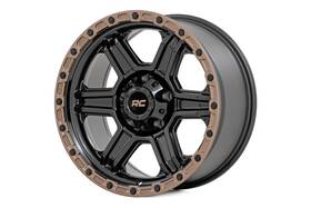 Rough Country 79170913 4 New 17x8.5 79 Series Black With Bronze Ring 5x4.5 Et0 Wheel Rims