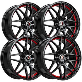 Spec-1 Sp-601883638gbru Set Of 4 Spec-1 Sp-60 18x8 5x112/5x4.5 Inch 38mm Black/red Undercut Wheels Rims