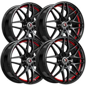 Sp-601883638gbru Spec-1 Set Of 4 Sp-60 18x8 5x112/5x4.5 Inch 38mm Black/red Undercut Wheels Rims