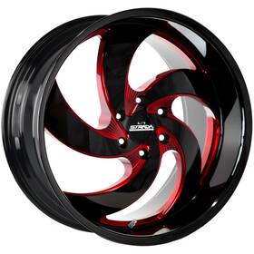 Strada C05263924dgbmlr C05 Retro 5 22x10 6x5.5 Inch 24mm Black/red Wheel Rim 22