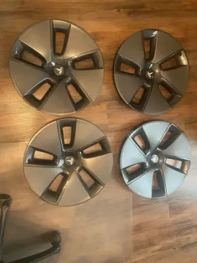 Tlq00420304 Tesla 4 Pcs Matte Black Hubcaps Wheel Cap Rim Cover 19 Inch For 19-23 Model Y