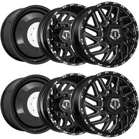 Tis 544bm-228811s-6 Set Of 6-22 Inch 544bm Dually 8x200 Black/milled Wheels Rims