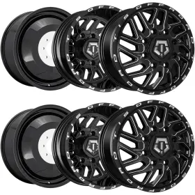 544bm-228811s-6 Tis Set Of 6-22 Inch 544bm Dually 8x200 Black/milled Wheels Rims