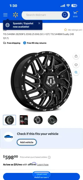 544bm-2096818 Tis 554bm-2096818 Offroad 1-wheel 20x9 6x135/6x5.5 Gloss Black Nib