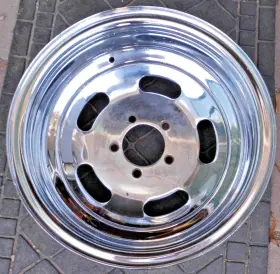 7lx15 Topy Vintage 1968 15 Inch X 7 Steel Chrome Deep Dish Slot Mag. 5 Lug 4.5 Bolt