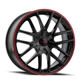 3260-7703br Touren 3260 For Tr60 17x7.5 Gloss Black Wheel With Red Ring - 5x100/114.3 Bolt