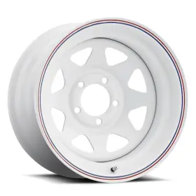 1526028564b Unique 21 8 Spoke 15x10 6x139.7 Et-44 White With Red And Blue Stripes Qty Of 4
